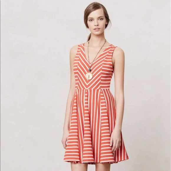 anthropologie red and white striped dress Anthropologie Saturday Sunday Striped Day Dress